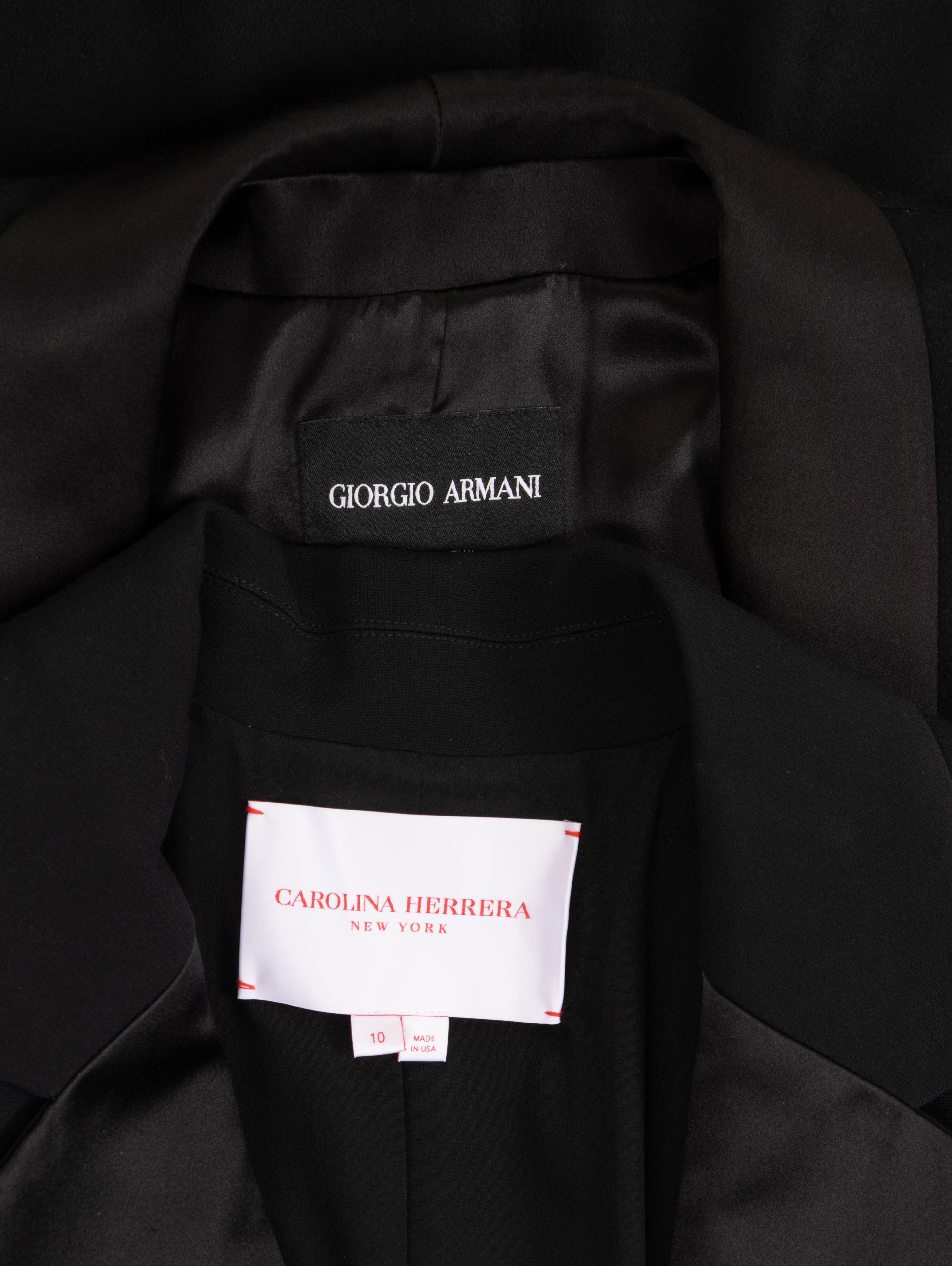 Two Designer Tuxedo-Style Coats: One Giorgio Armani, One Carolina Herrera