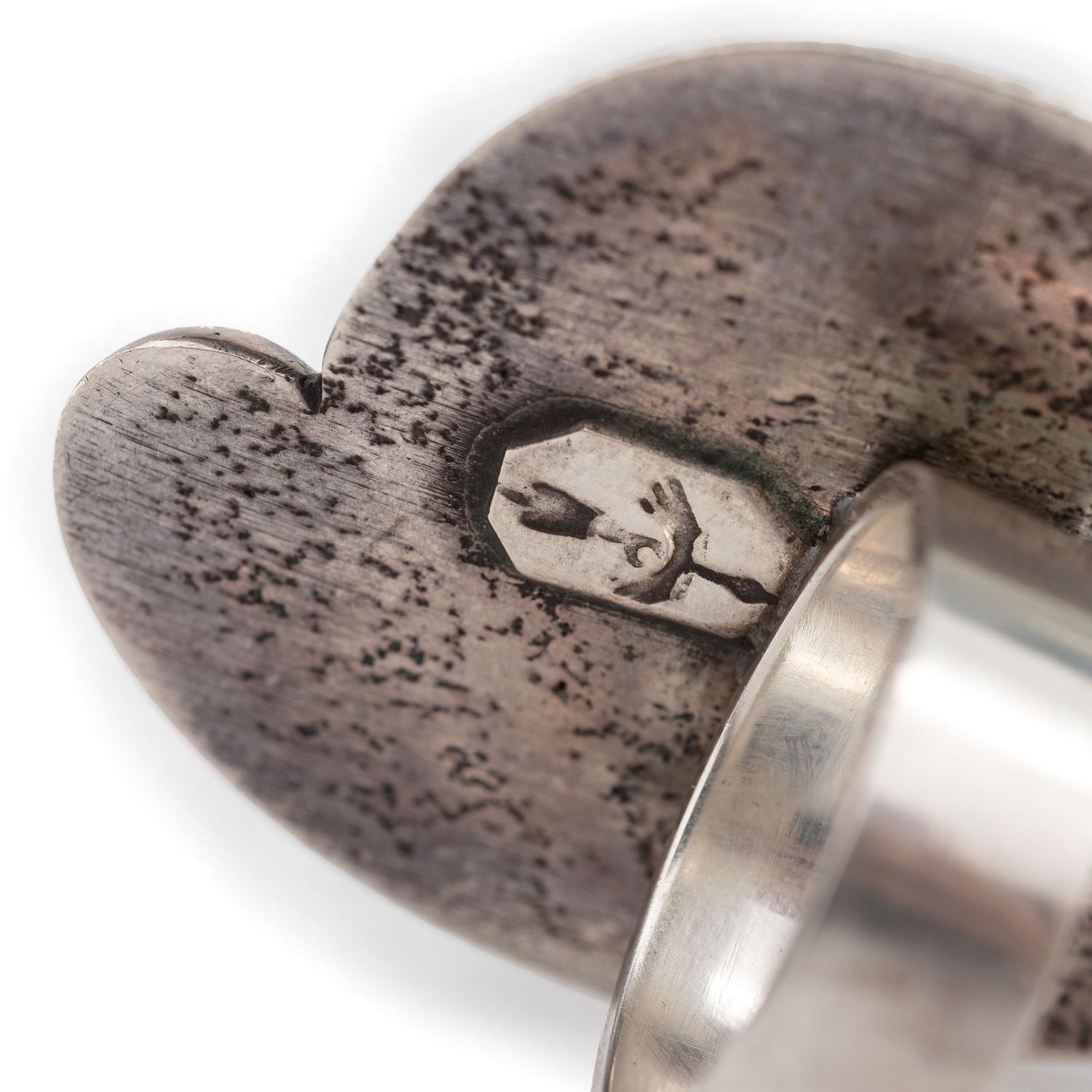 Tufa Cast Silver Ring, Set with a Bisbee Turquoise Cabochon