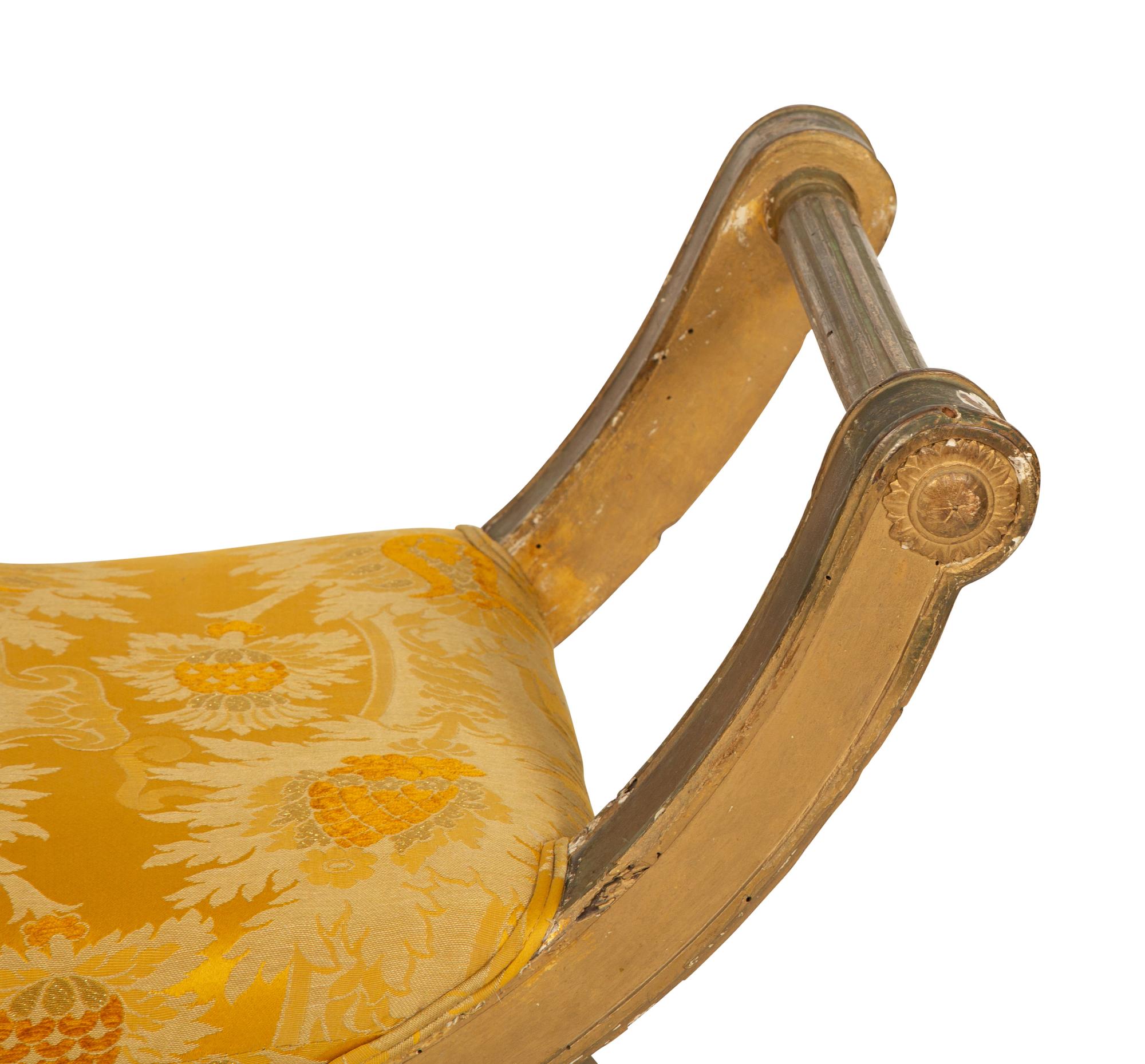 An Italian Giltwood Curule-Form Bench
