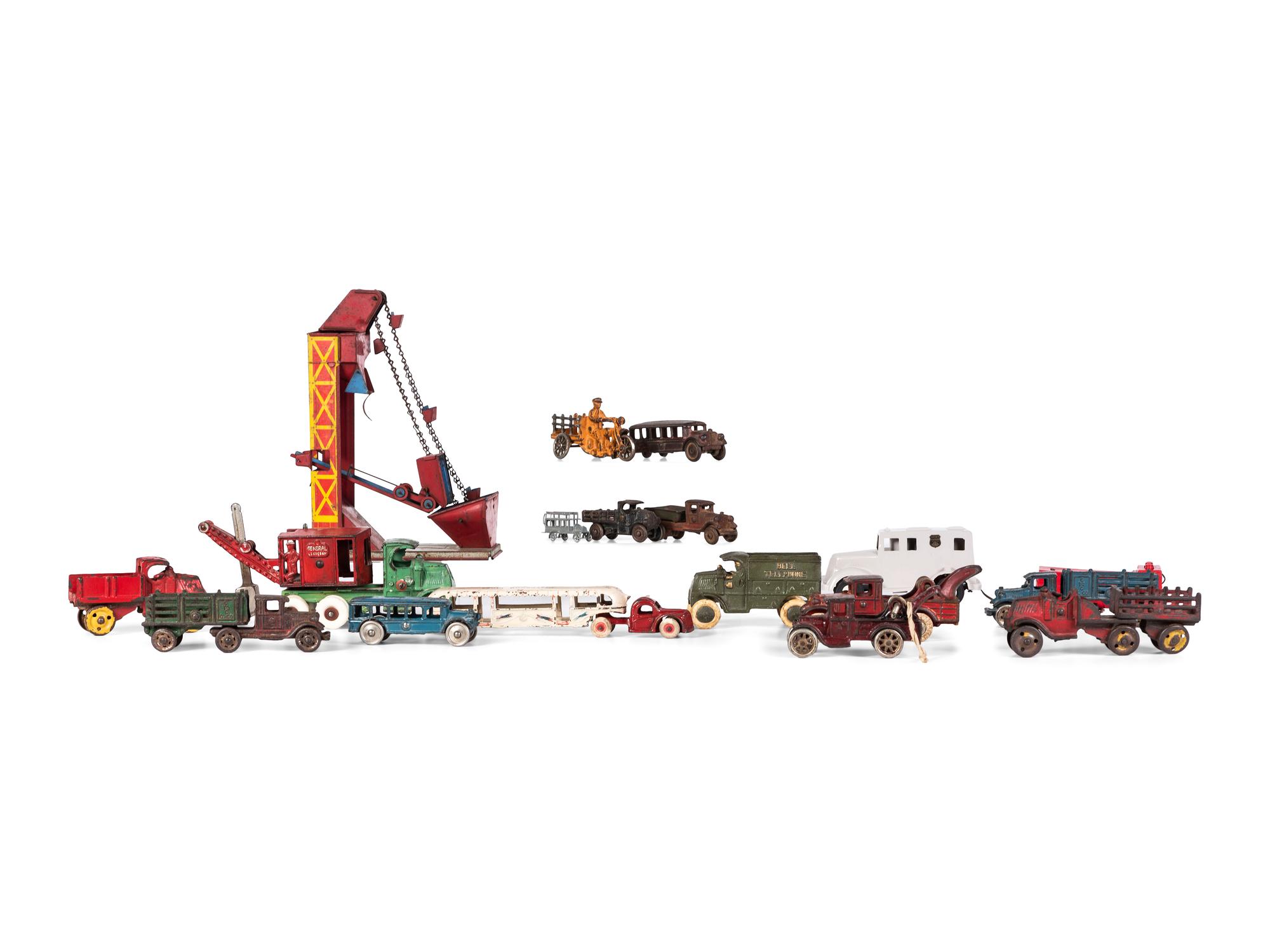 Sixteen Metal Occupational Vehicle Toys