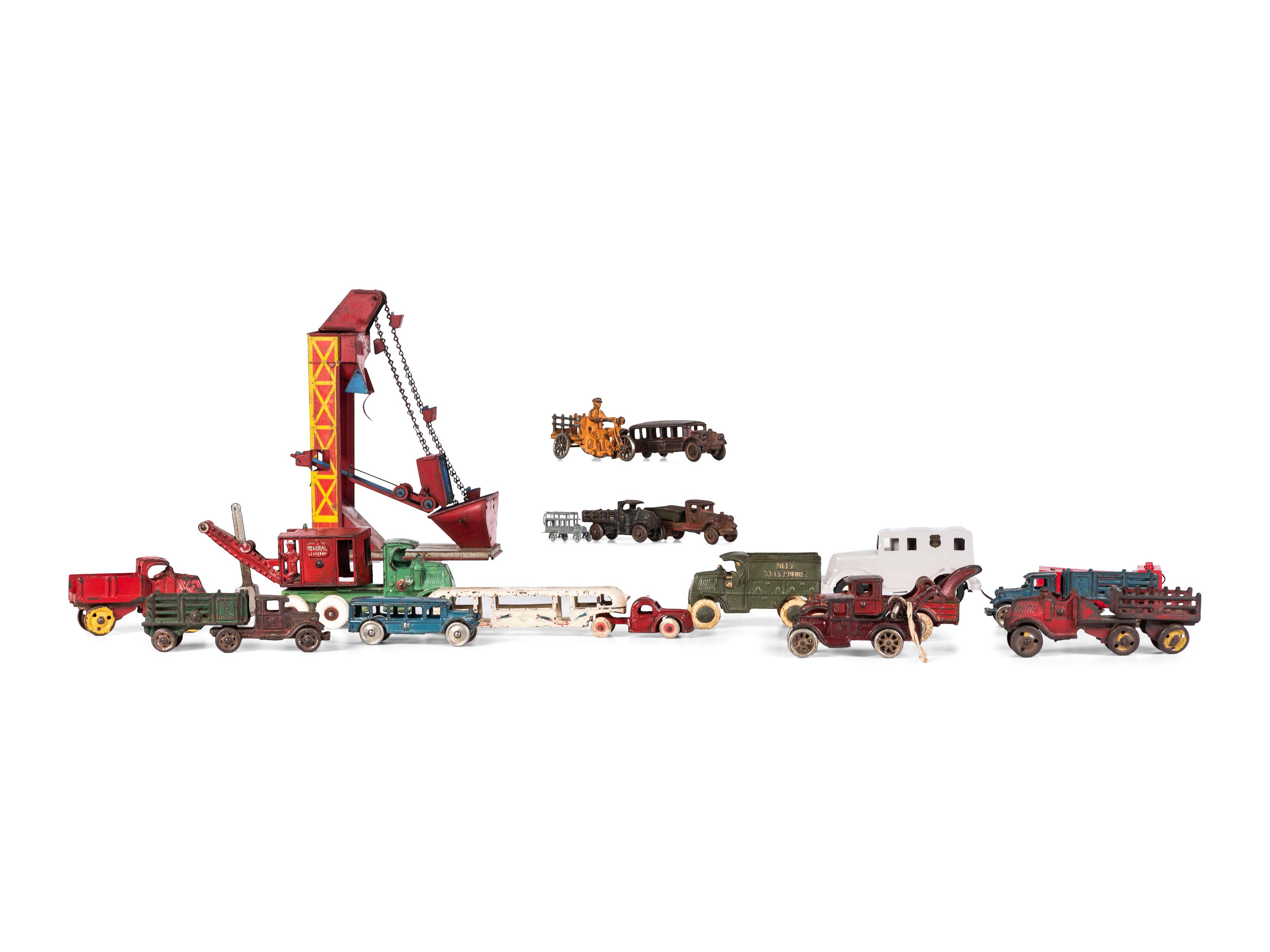 Sixteen Metal Occupational Vehicle Toys