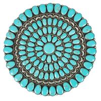 Large Navajo or Zuni Sterling Silver and Turquoise Cluster Pendant / Brooch