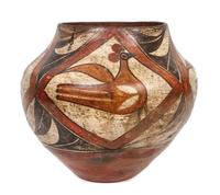 A Zia Polychrome Olla Height 9 1/2 x 10 1/2 inches.