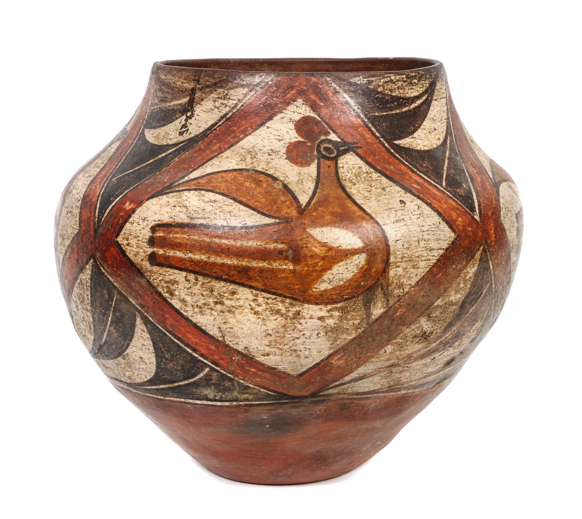 A Zia Polychrome Olla Height 9 1/2 x 10 1/2 inches.