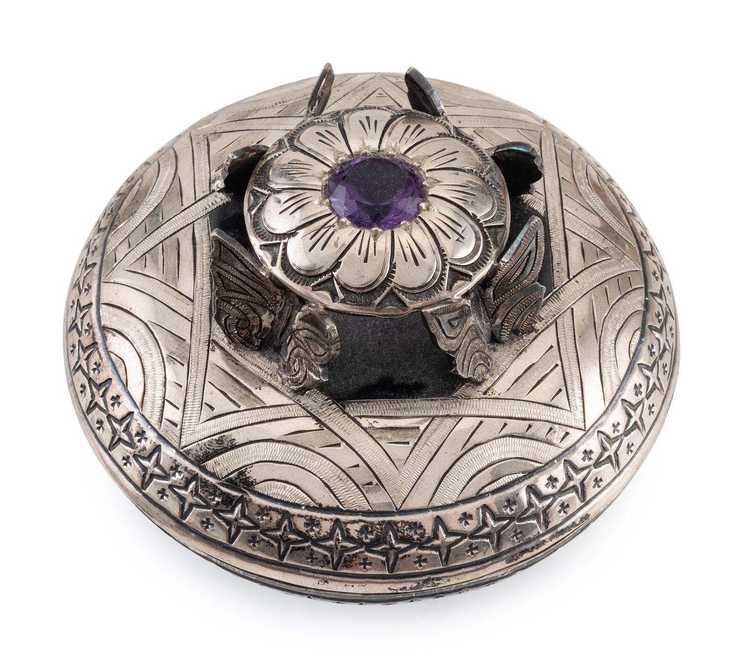 Sterling Silver Lidded Jar, with Amethyst