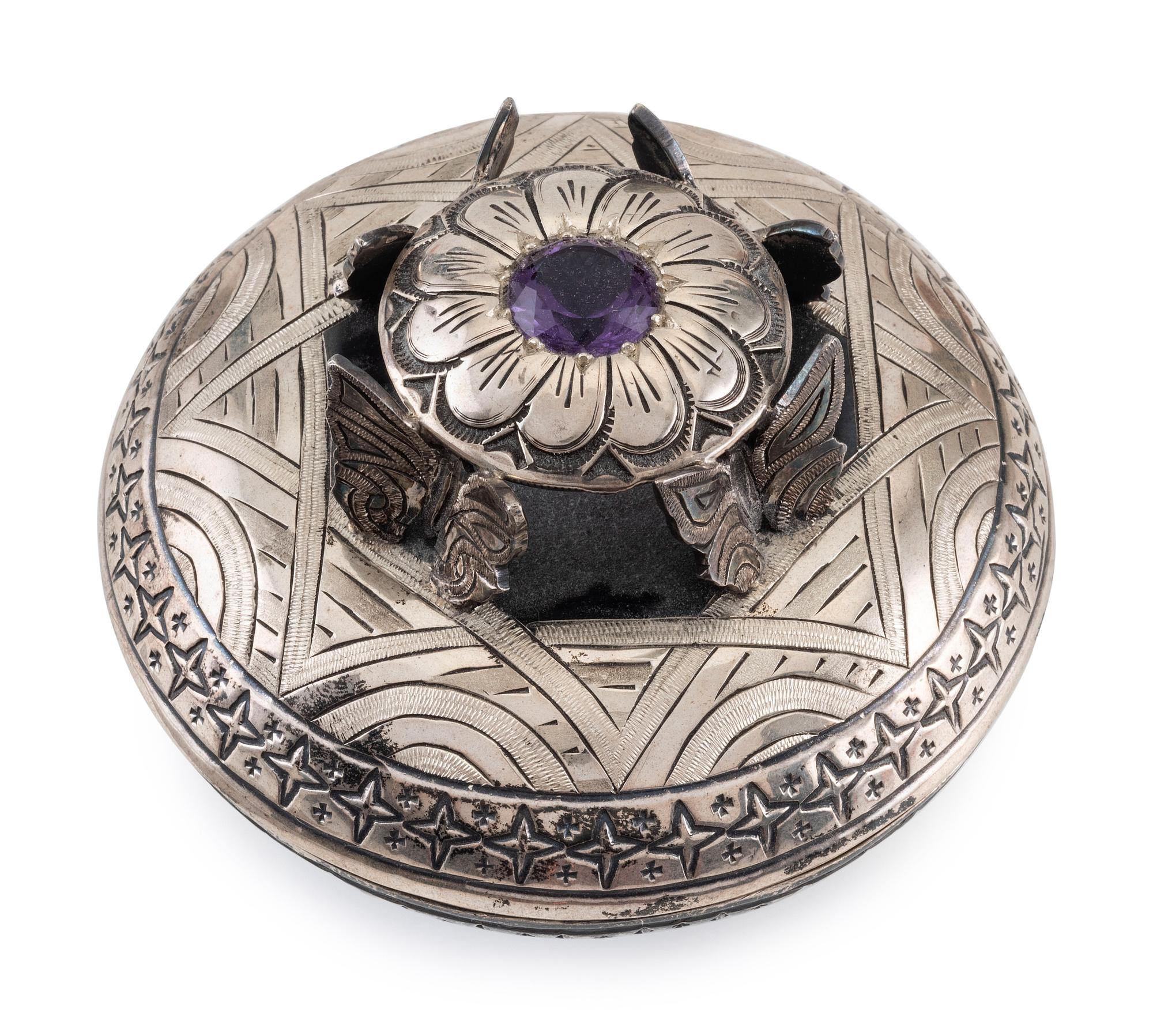 Sterling Silver Lidded Jar, with Amethyst
