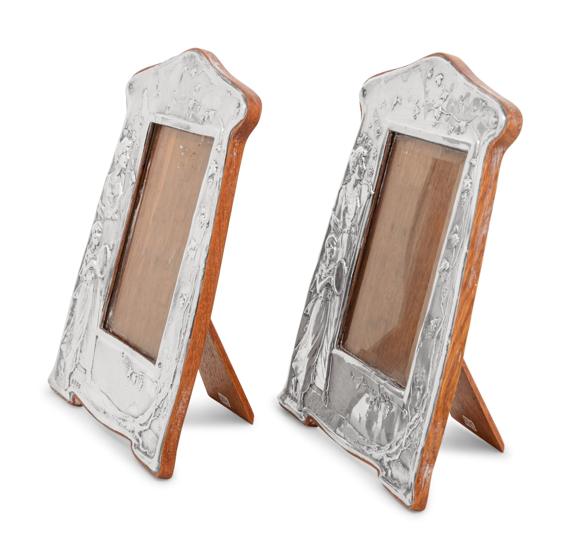 A Matched Pair of English Arts & Crafts Silver-Mounted Frames