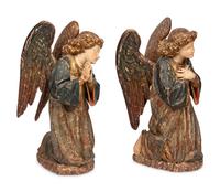 A Pair of Carved and Polychrome Decorated Figures of Kneeling Angels