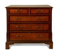 A George III Inlaid Oak and Mahogany Chest of Drawers — 18TH/19TH CENTURY