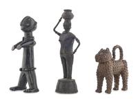 Three African Metal Figures Including a Leopard