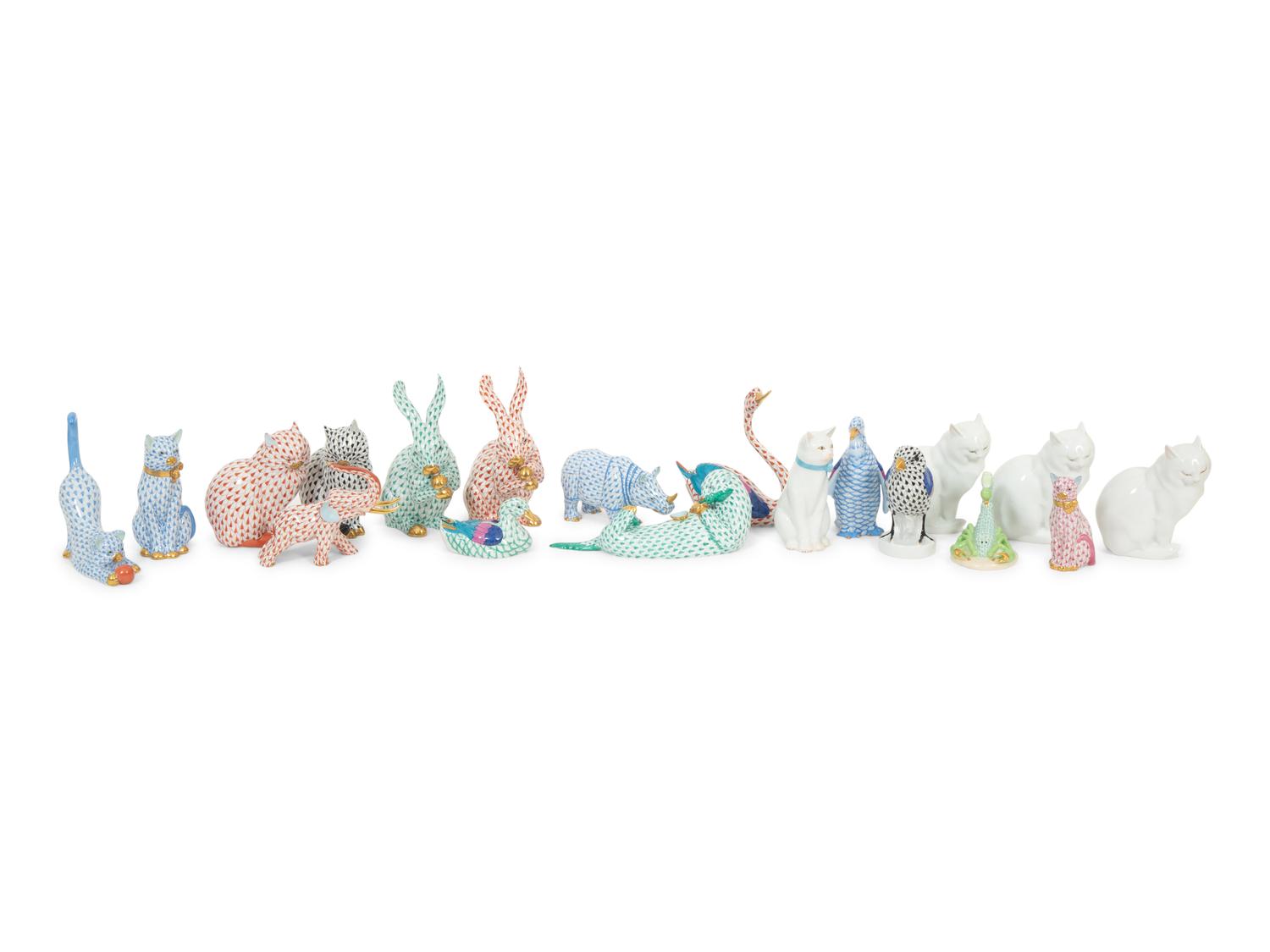 A Group of Twenty Herend Porcelain Animal Figurines