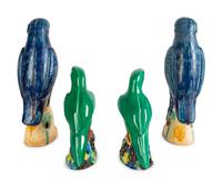 Two Pairs of Chinese Sancai Glazed Pottery Figures of Parrots — POSSIBLY 18TH CENTURY