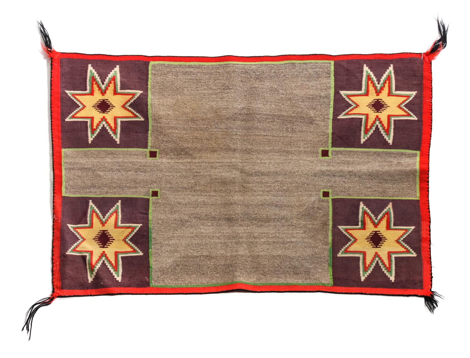 Navajo Germantown Single Saddle Blanket 32 1/2 x 23 inches — Late 19th Century