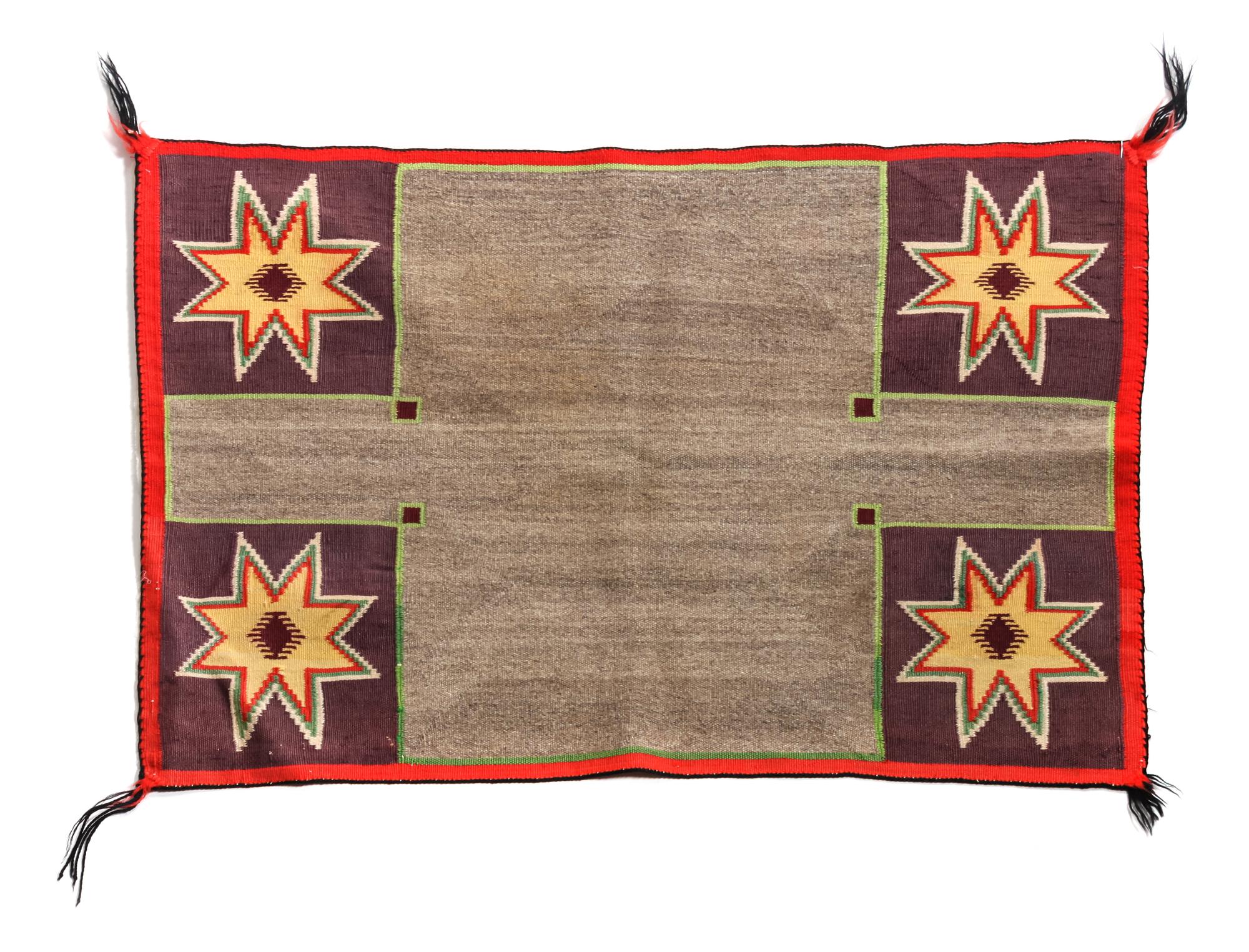 Navajo Germantown Single Saddle Blanket 32 1/2 x 23 inches — Late 19th Century