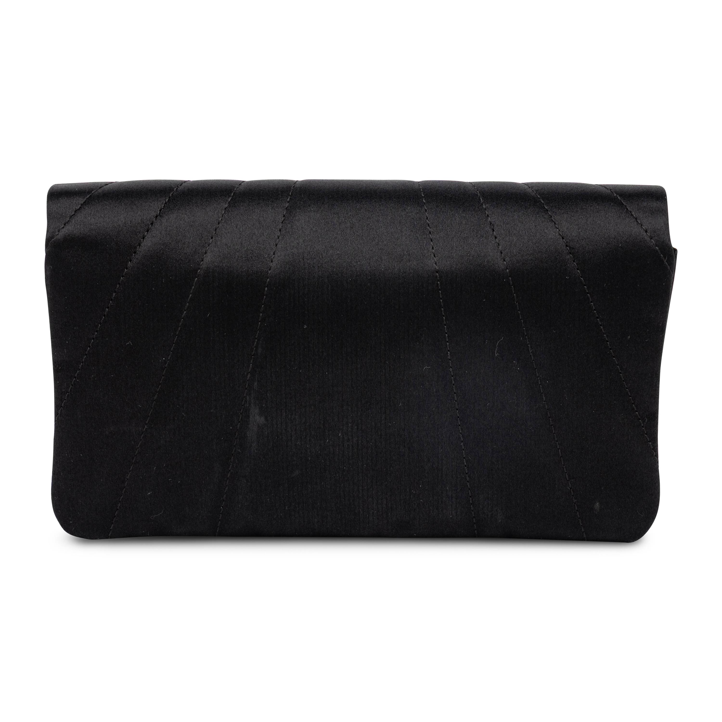 Chanel, Flap Clutch in Quilted Black Satin