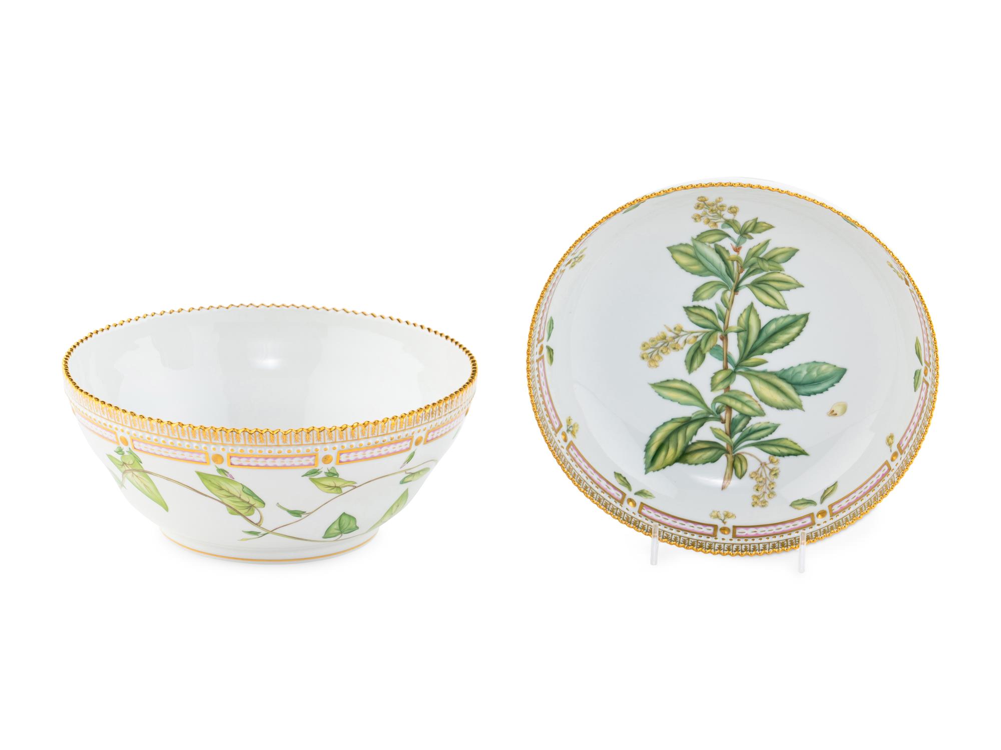 Two Royal Copenhagen Flora Danica Porcelain Serving Bowls