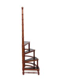A Set of Georgian Style Mahogany and Leather Spiral Library Steps — EARLY 20TH CENTURY