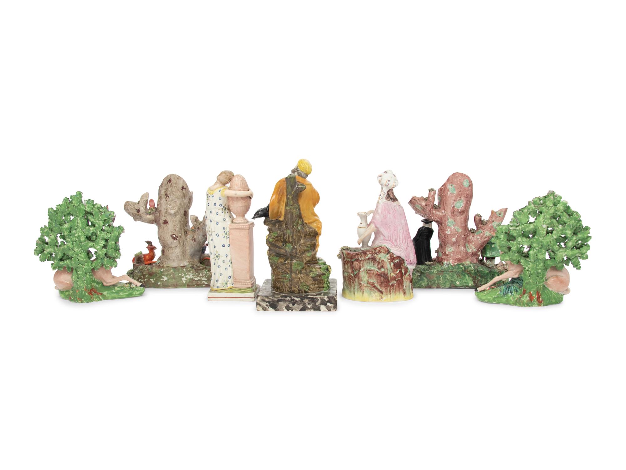 A Group of Seven Staffordshire Ceramic Figures
