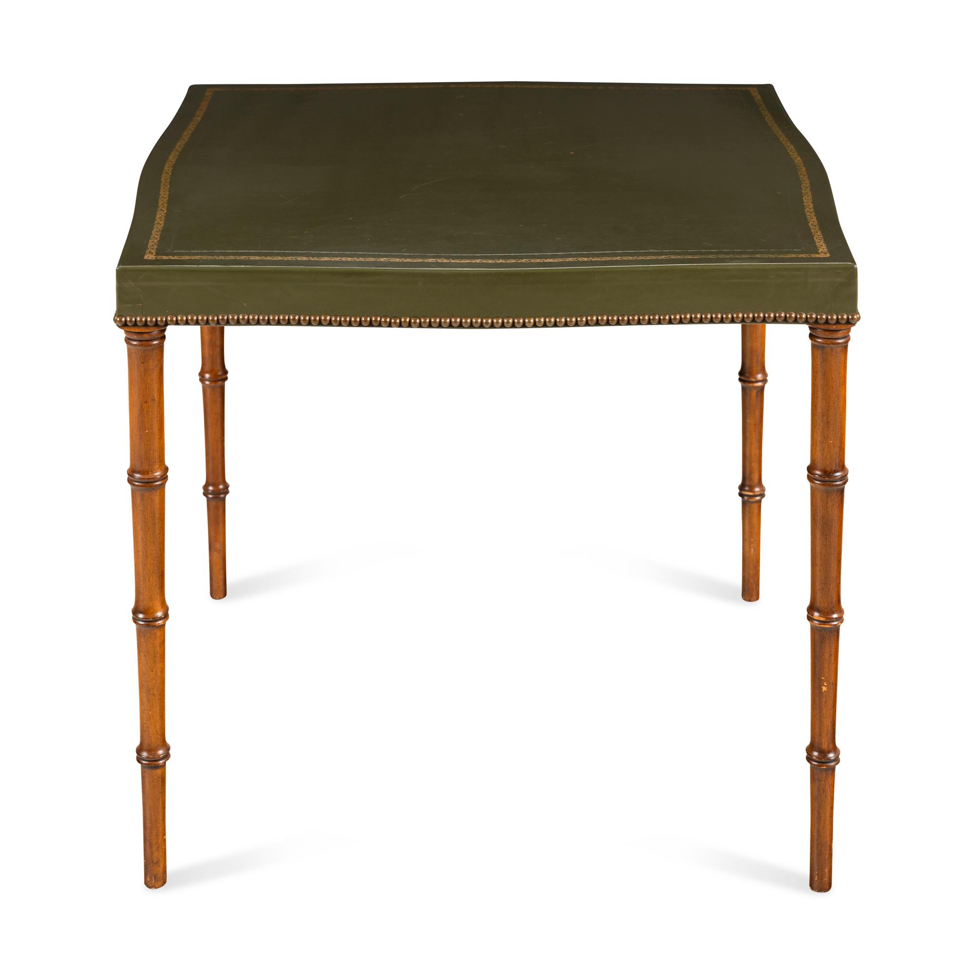 A Leather Top Card Table