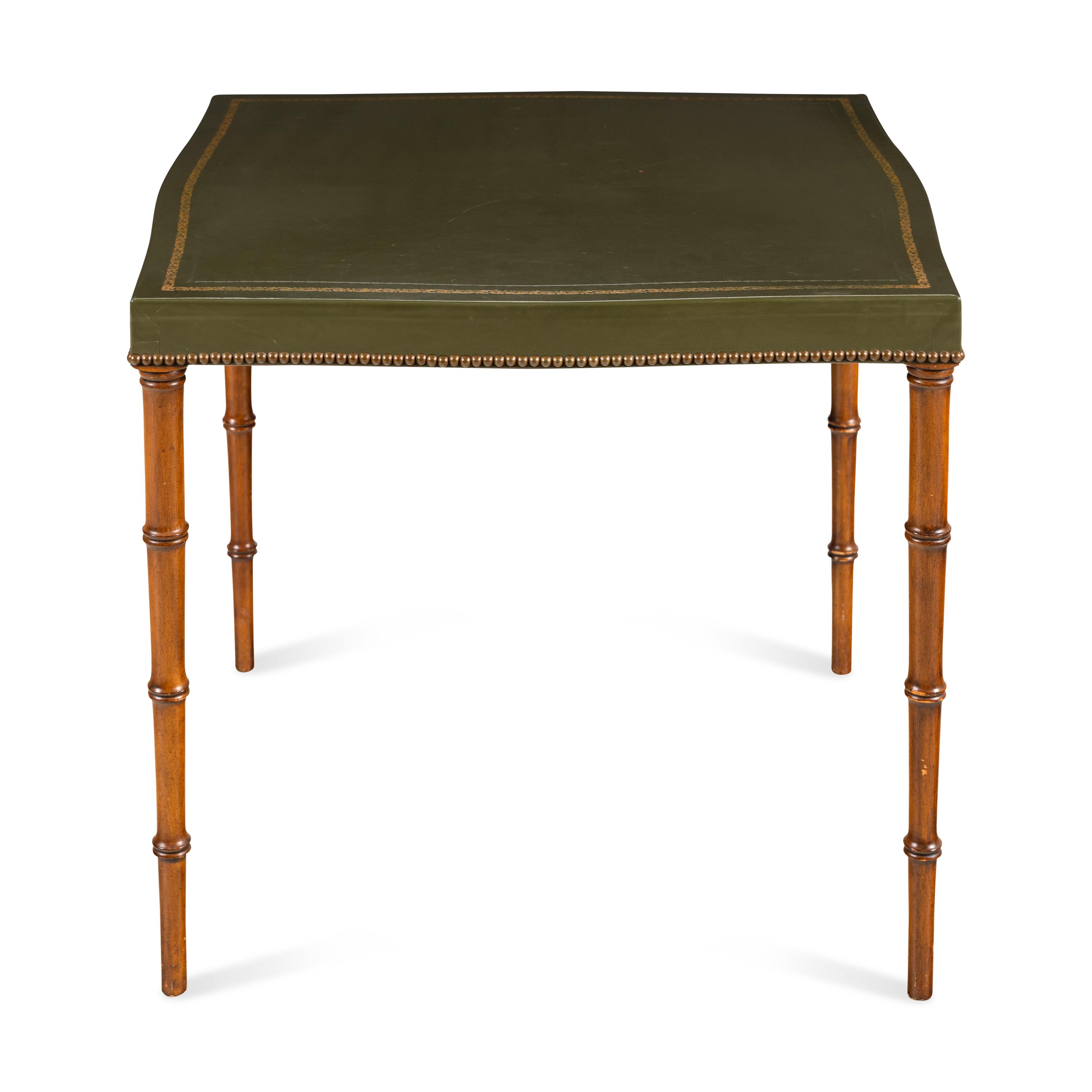 A Leather Top Card Table