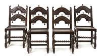 An Assembled Set of Four Renaissance Revival Side Chairs, Height 39 1/2 inches.