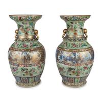 A Pair of Chinese Rose Medallion Vases