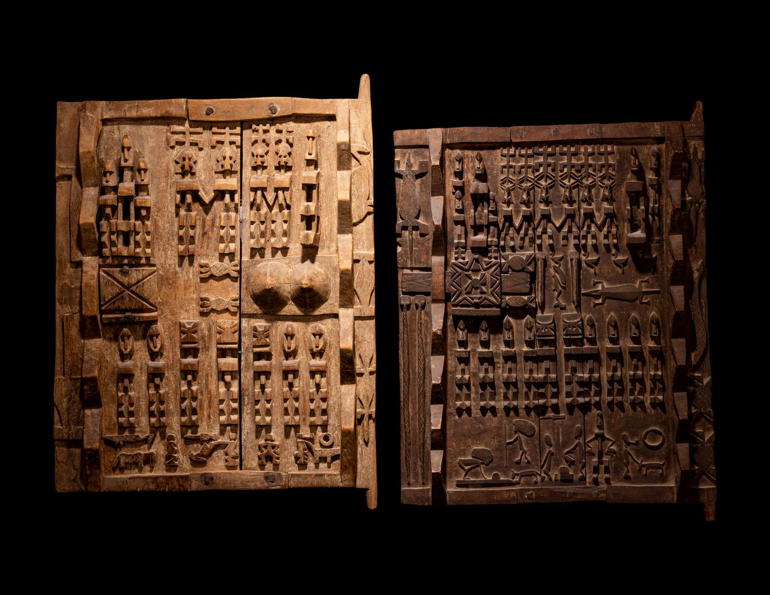 Two Dogon Wood Granary Doors
