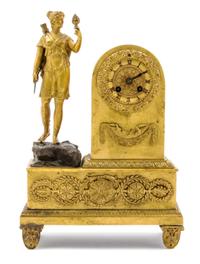 An Empire Gilt Bronze Figural Desk Clock