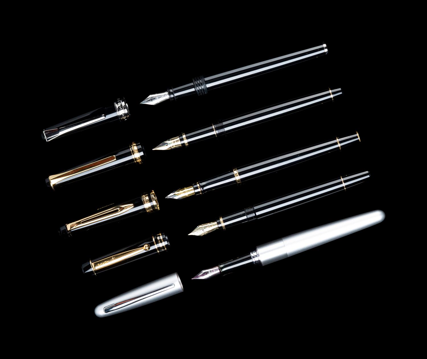 A Group of Five Fountain Pens