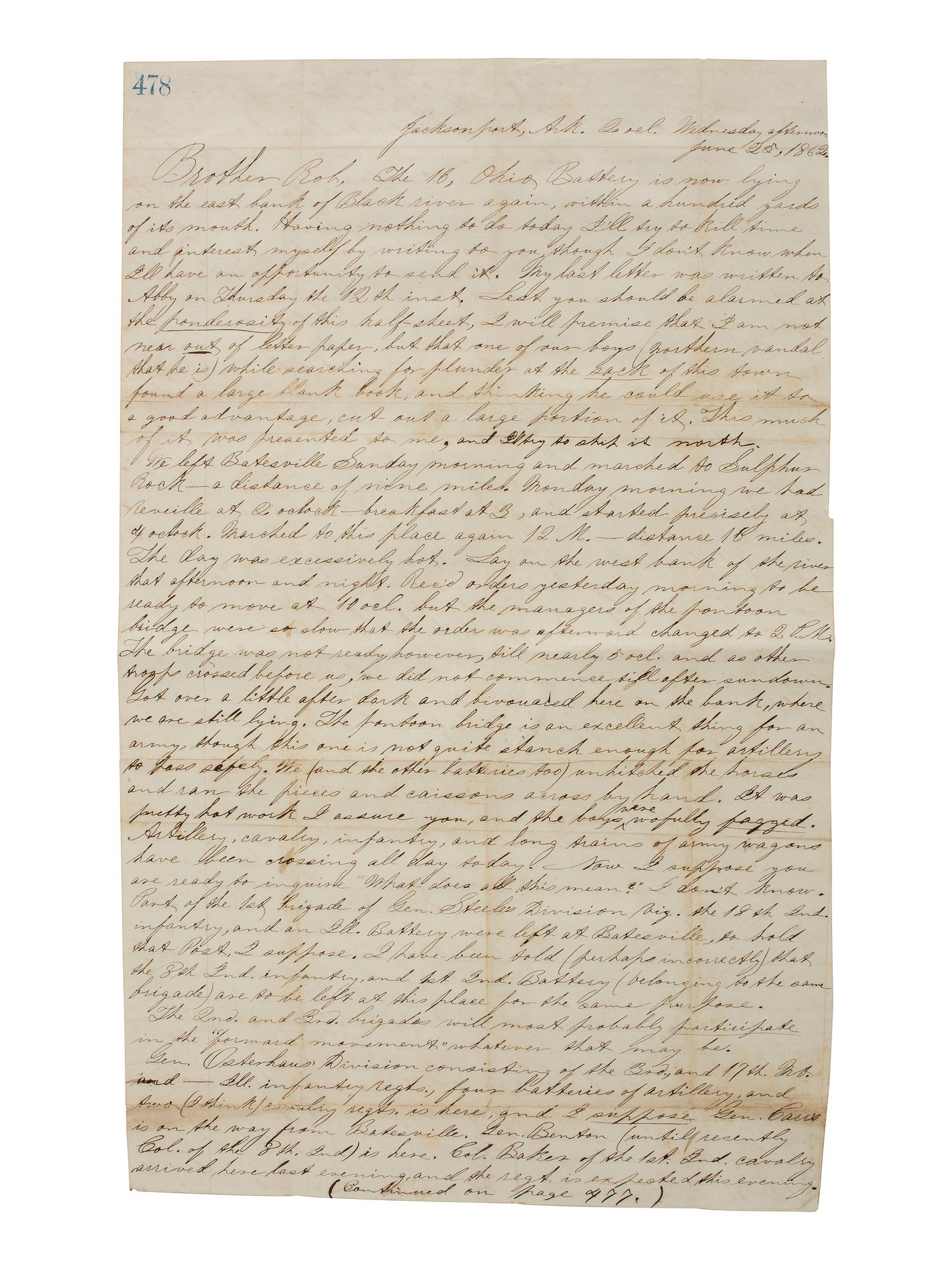 [CIVIL WAR]. Corporal Samuel McKinney Stafford (1837-1922), 16th Ohio Battery, archive including war-date diary and letters.
