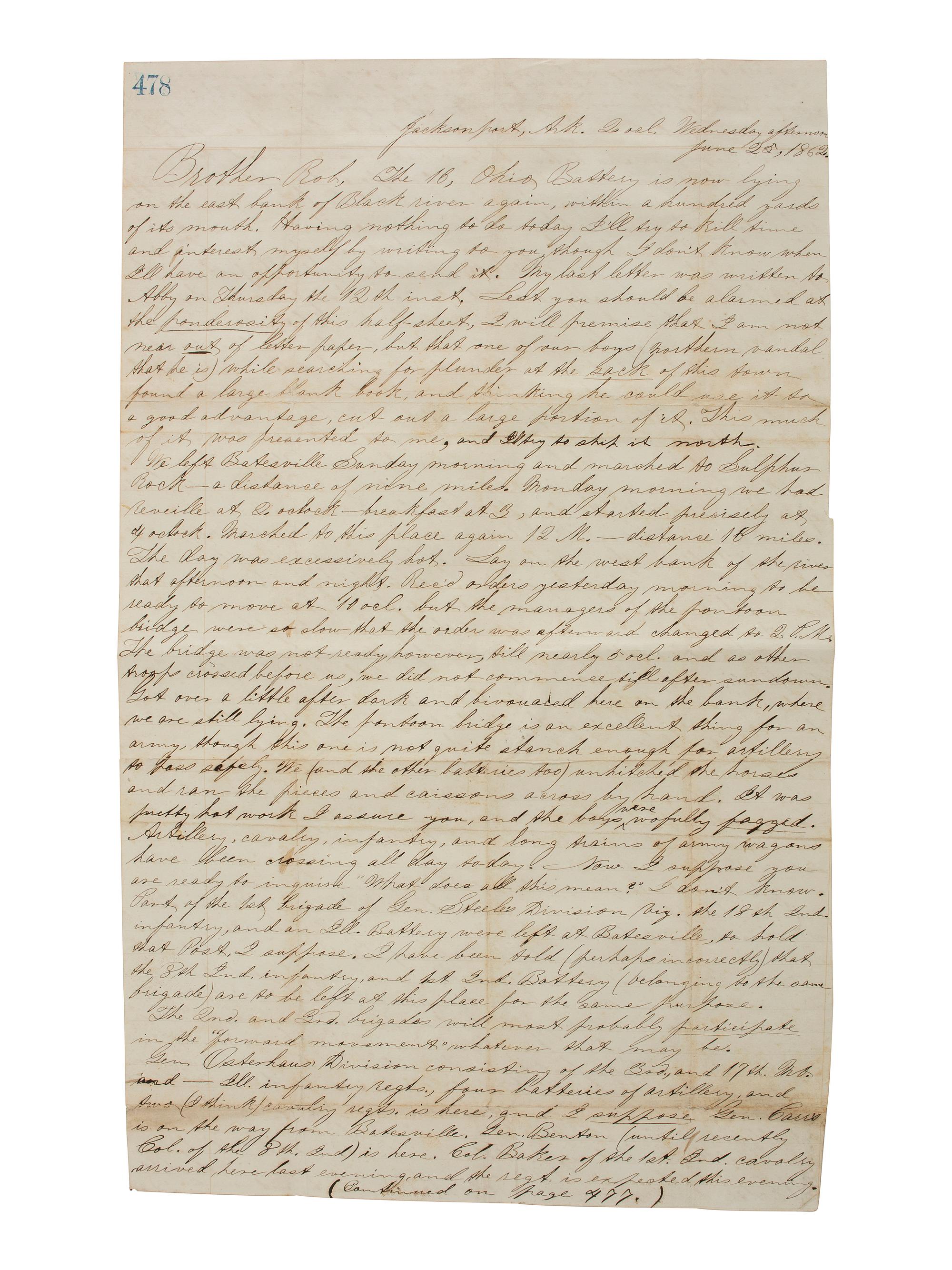 [CIVIL WAR]. Corporal Samuel McKinney Stafford (1837-1922), 16th Ohio Battery, archive including war-date diary and letters.