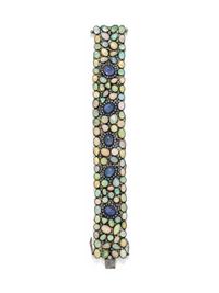 TANZANITE, SYNTHETIC OPAL AND DIAMOND BRACELET