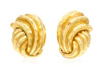 A Pair of 18 Karat Yellow Gold Earclips, Henry Dunay, 16.50 dwts.