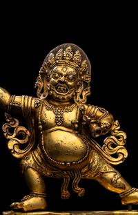 A Sino-Tibetan Gilt Bronze Figure of Vajrapani