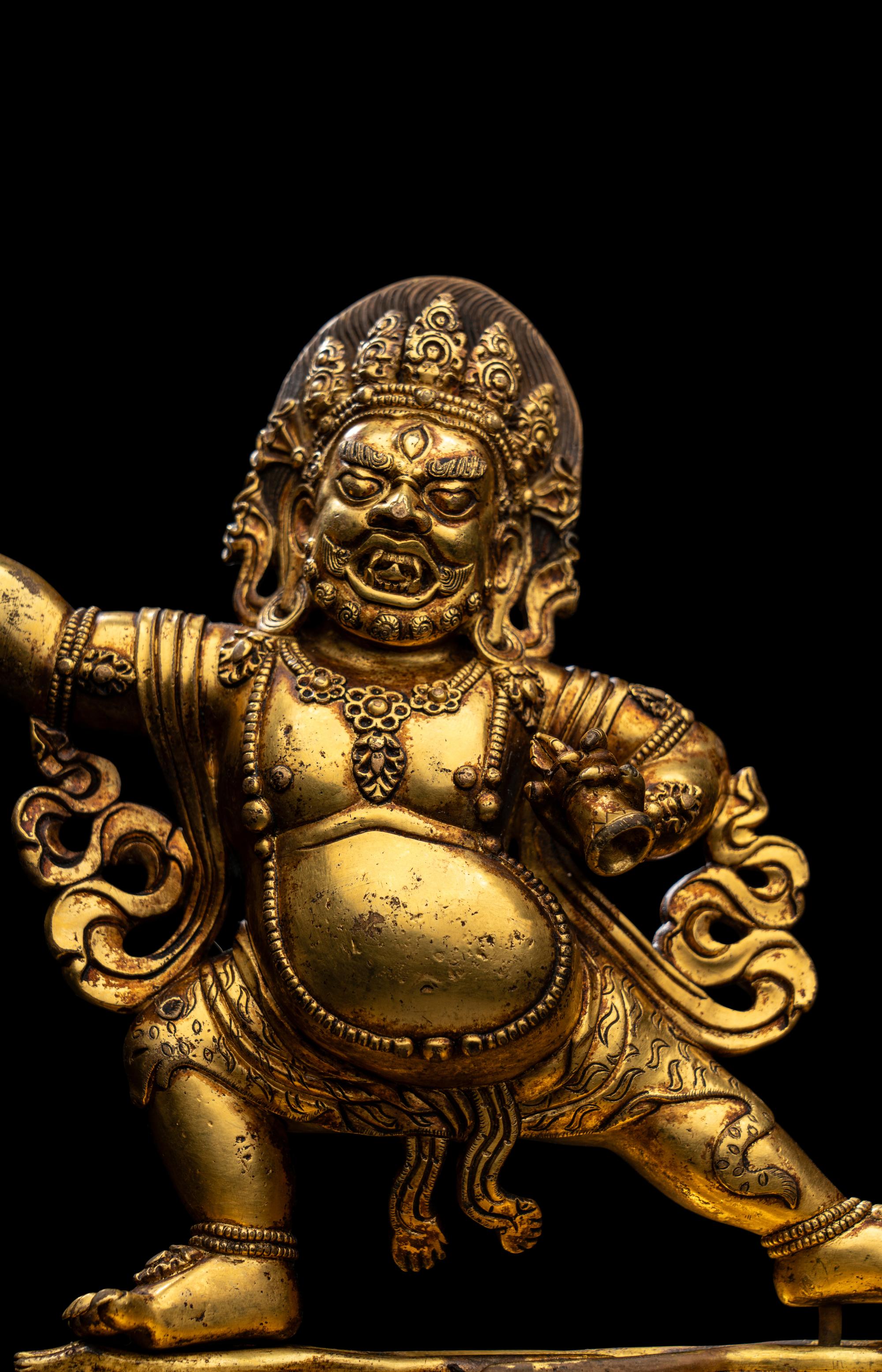 A Sino-Tibetan Gilt Bronze Figure of Vajrapani