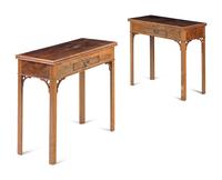 A Pair of George III Style Mahogany Flip-Top Tables