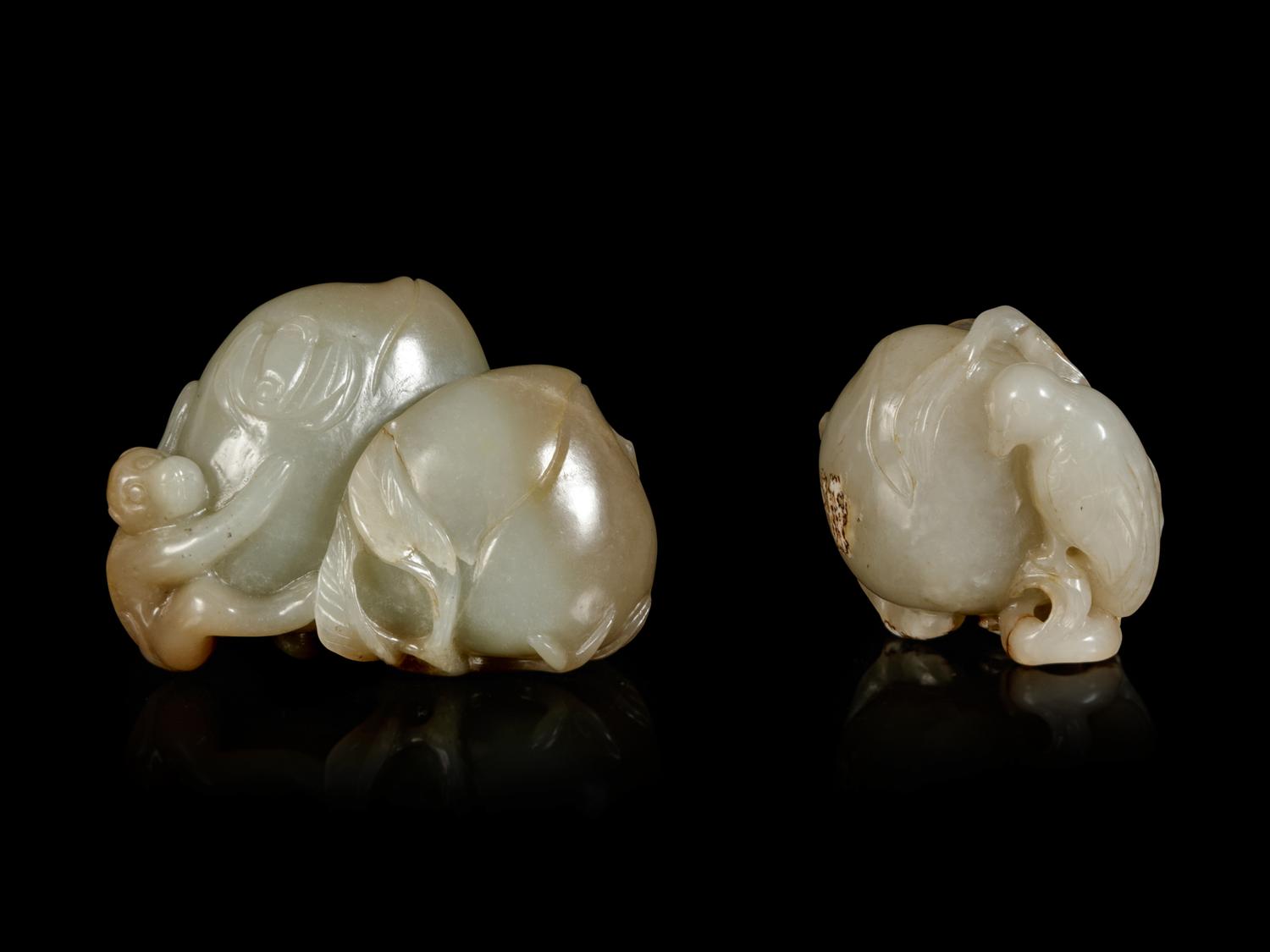 Two Chinese Jade Carvings of Fruits and Animals