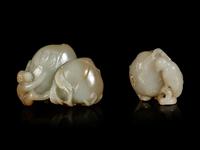 Two Chinese Jade Carvings of Fruits and Animals