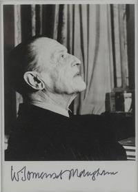 MAUGHAM, W. Somerset (1874-1965). Photographic print portrait of Maugham in profile on his 80th birthday, signed “W. Somerset Maugham” [1954]. 8vo, visible area 160 x 115, matted and framed, unexamined out of frame.