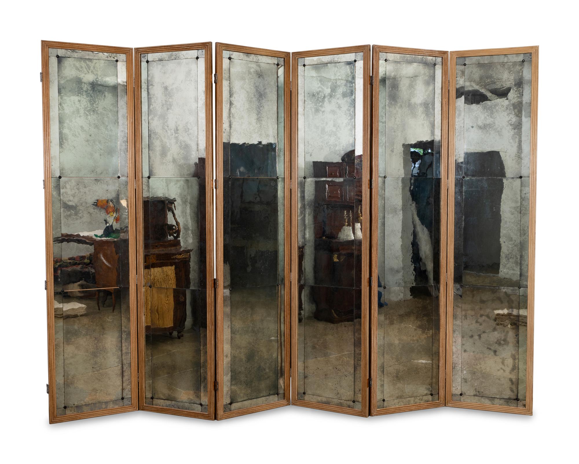 A Contemporary Mottled Mirrored Seven-Fold Floor Screen — 20TH CENTURY