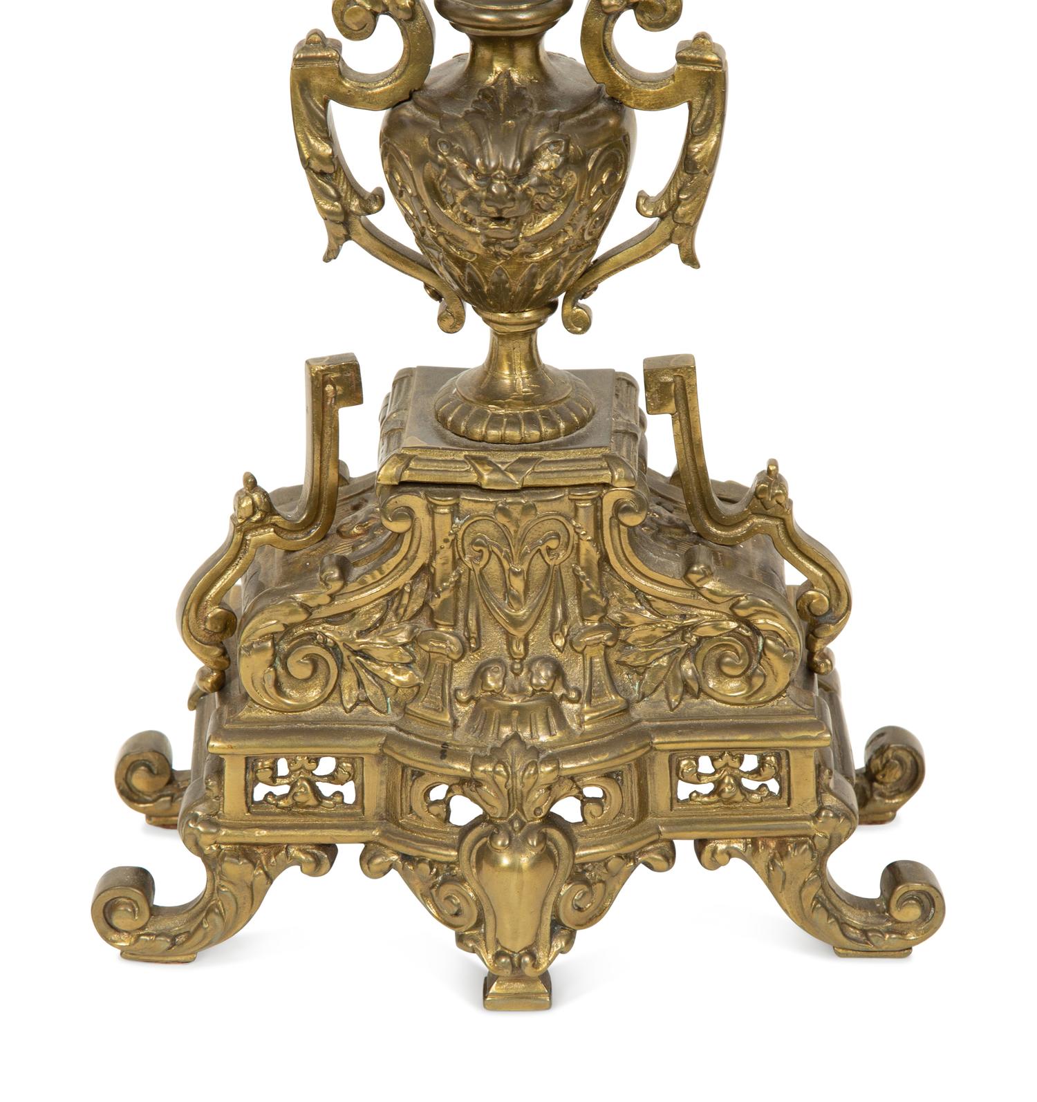 A Pair of Gilt Metal Five-Light Candelabra