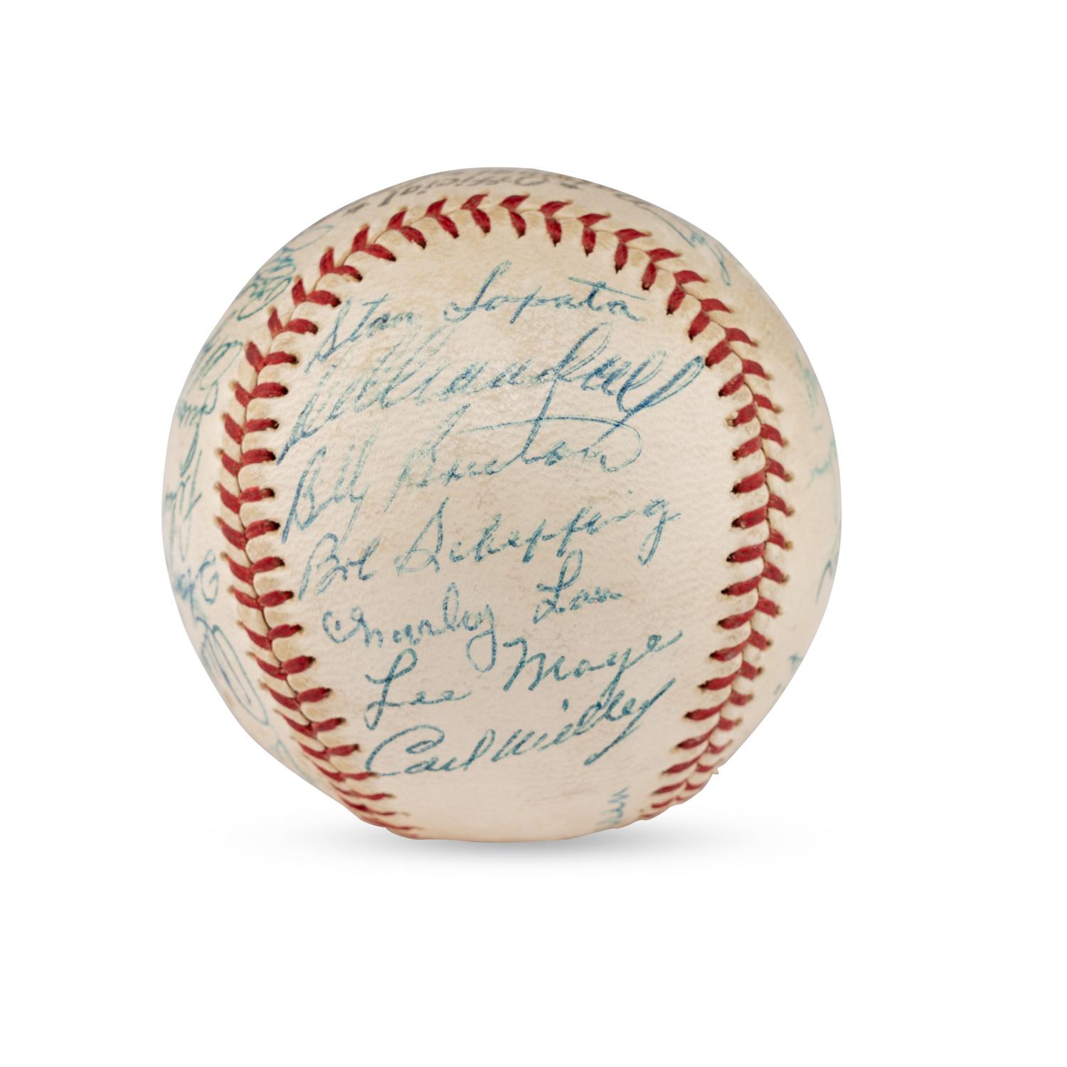 A 1960 Milwaukee Braves Team Signed Autograph Baseball Featuring Hank Aaron (JSA Letter of Authenticity),