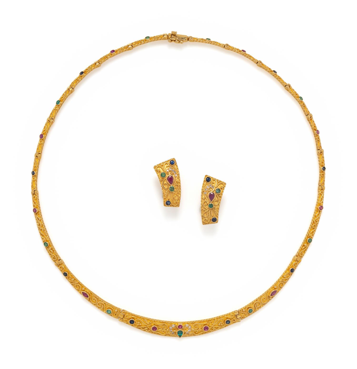 YELLOW GOLD, DIAMOND AND MULTIGEM SET