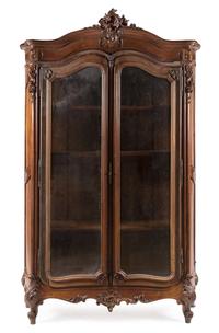 A Louis XV Style Walnut Armoire Height 97 x width 61 3/4 x depth 19 inches. — LATE 19TH CENTURY