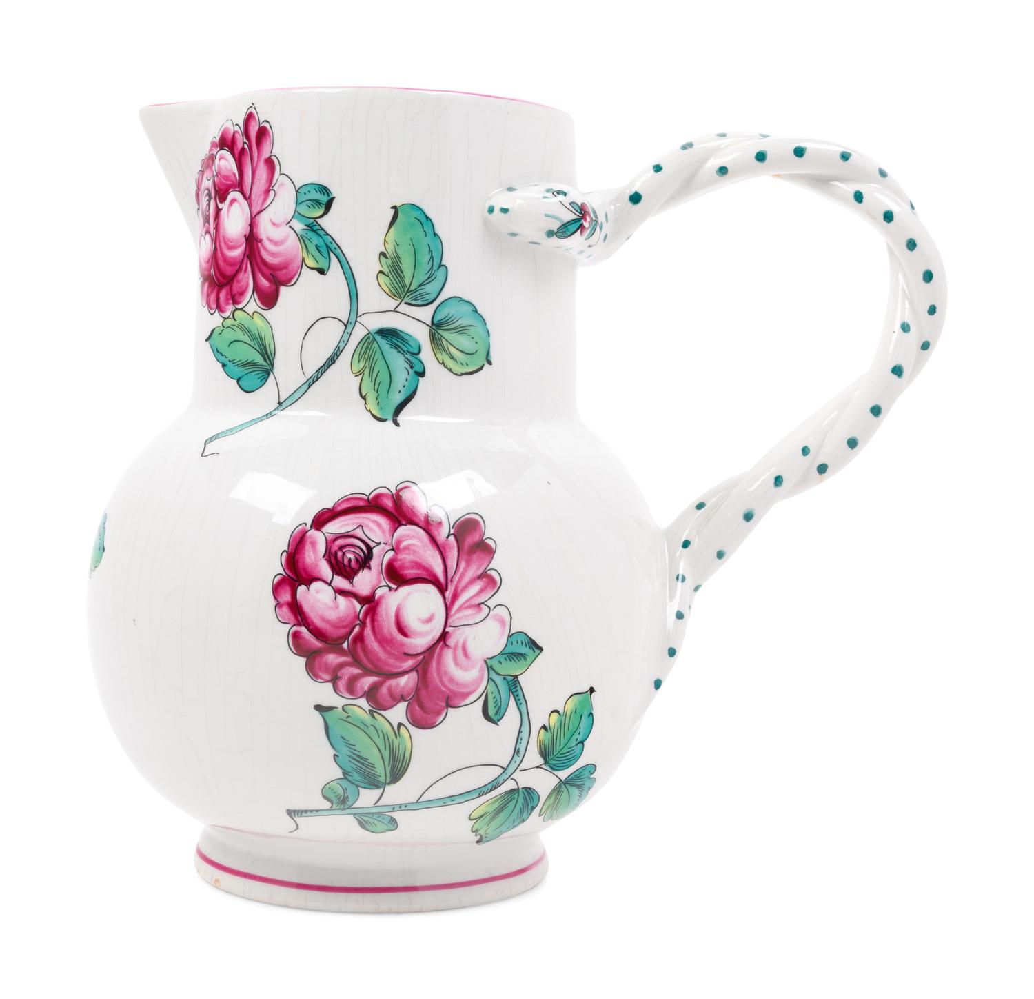 A Tiffany & Co. Strasbourg Flowers Ceramic Pitcher and Serving Bowl