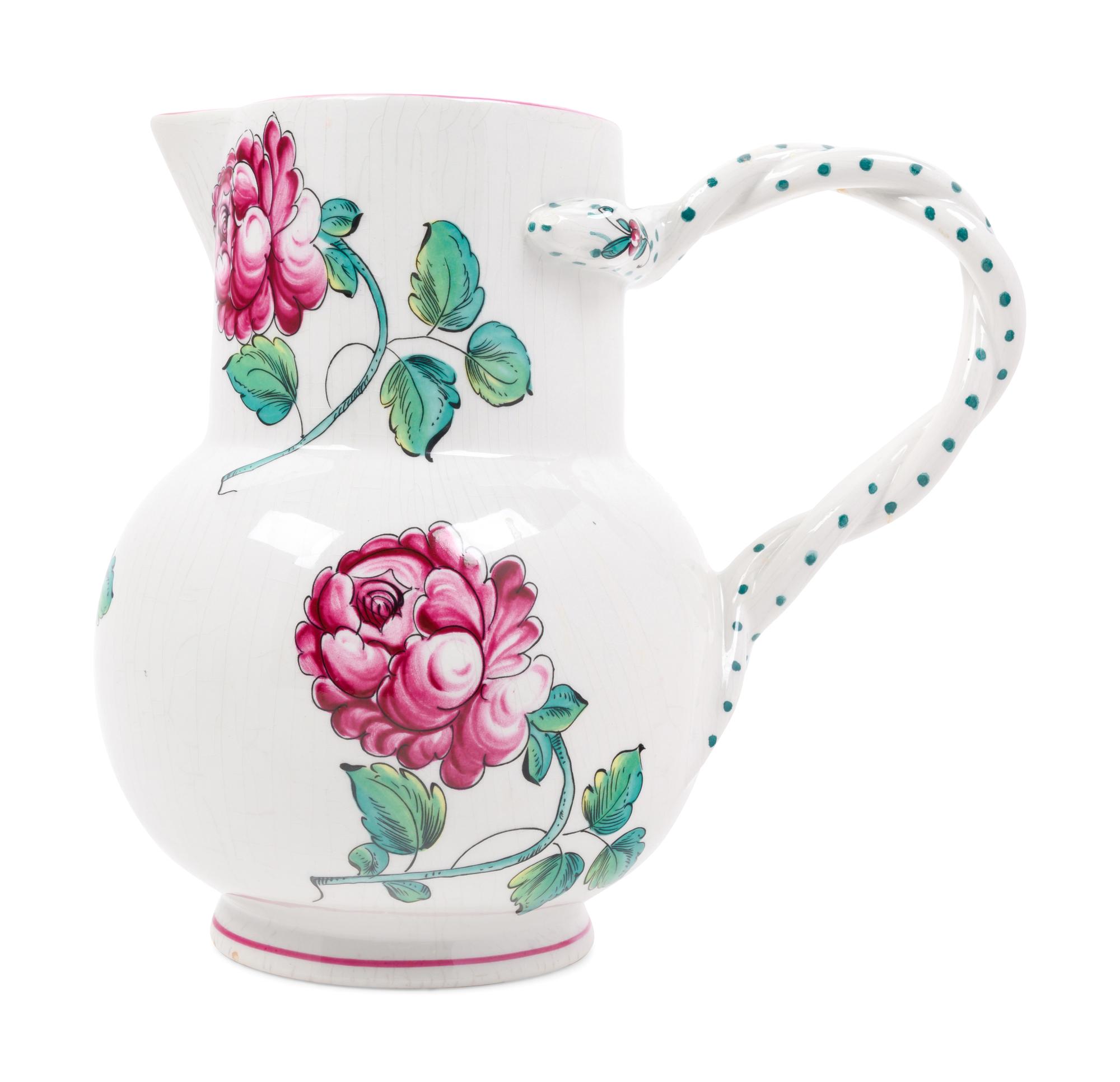 A Tiffany & Co. Strasbourg Flowers Ceramic Pitcher and Serving Bowl