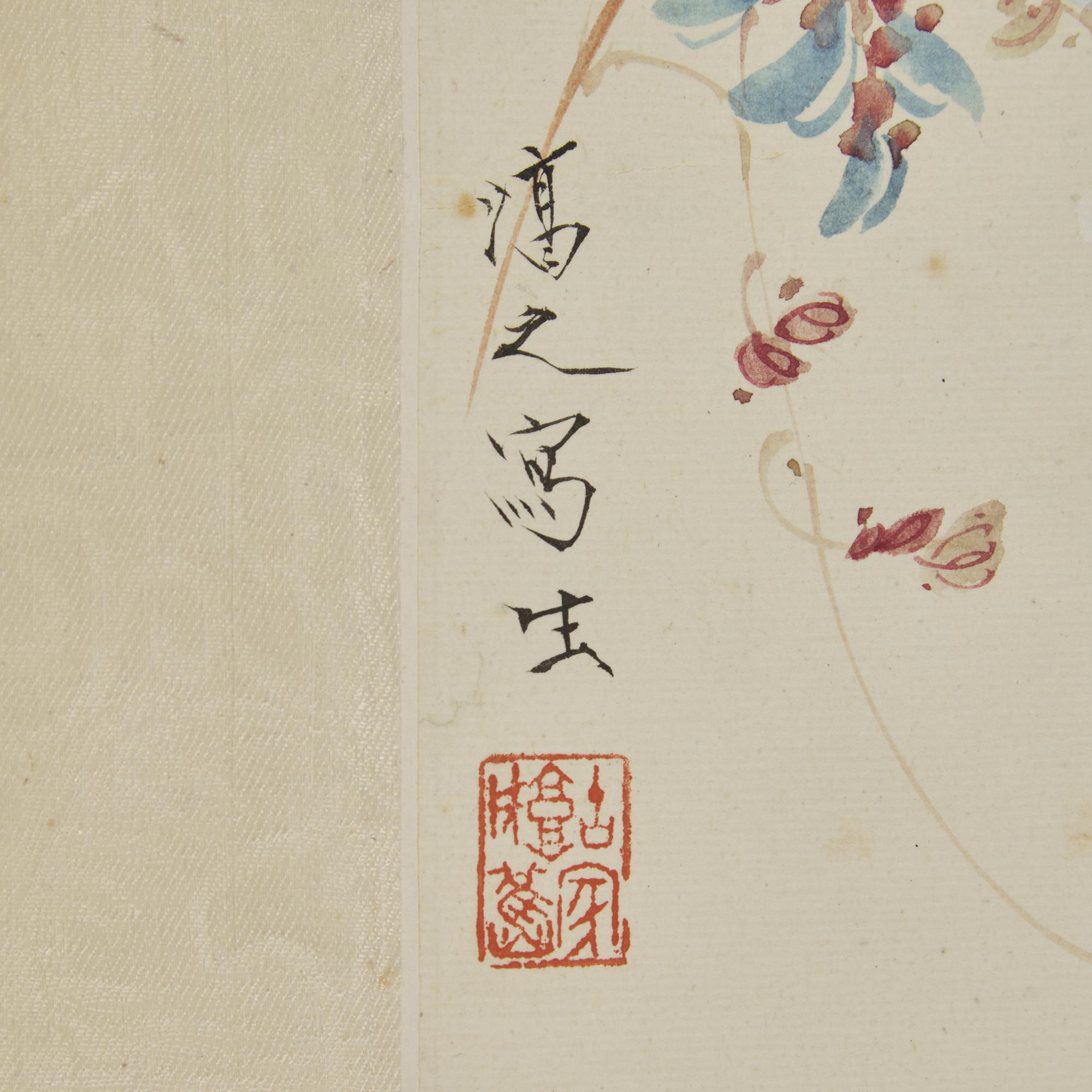 Two 'Bird and Flowers' Paintings — 唐鴻（1926-2018）及惲壽平（款）花鳥圖兩卷