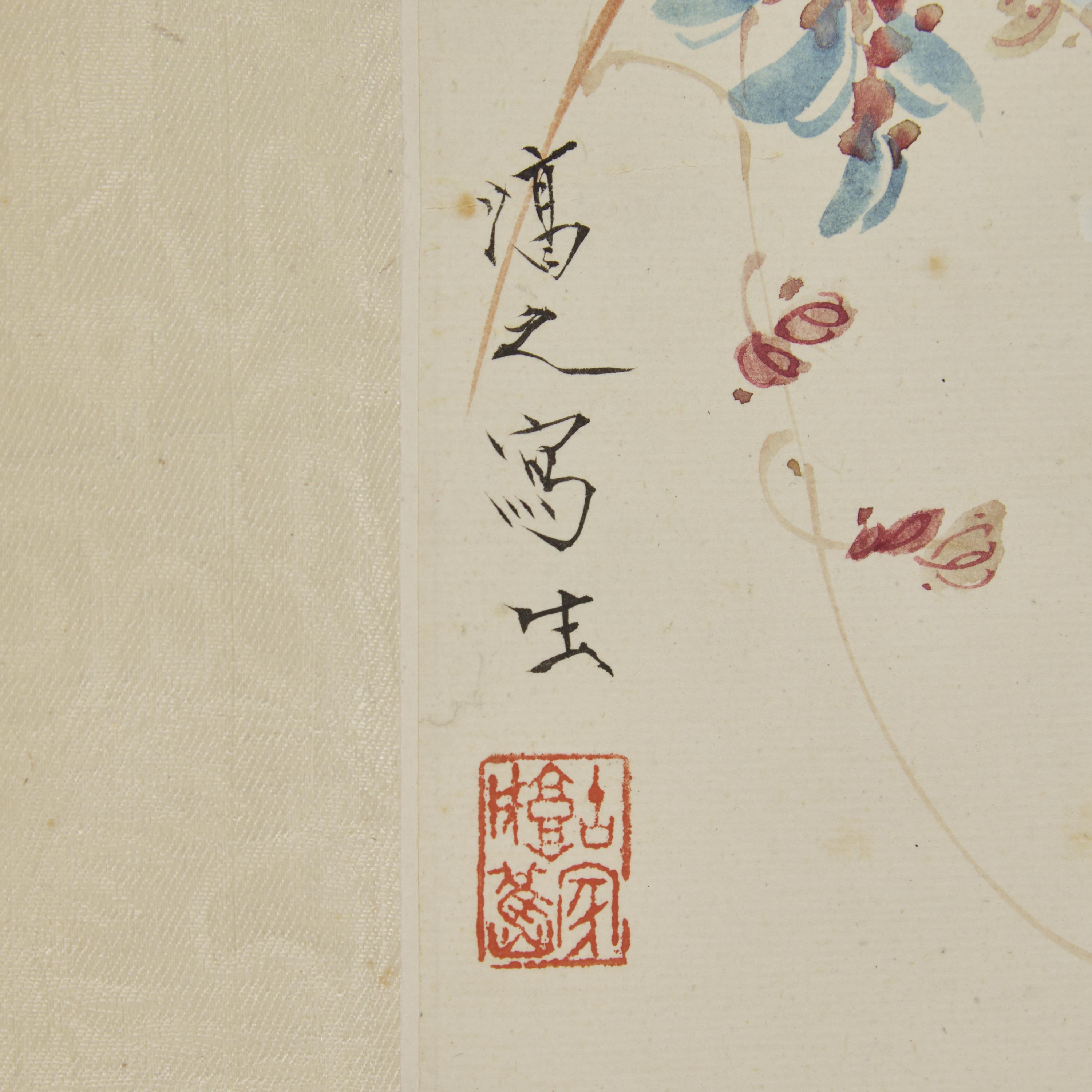 Two 'Bird and Flowers' Paintings — 唐鴻（1926-2018）及惲壽平（款）花鳥圖兩卷