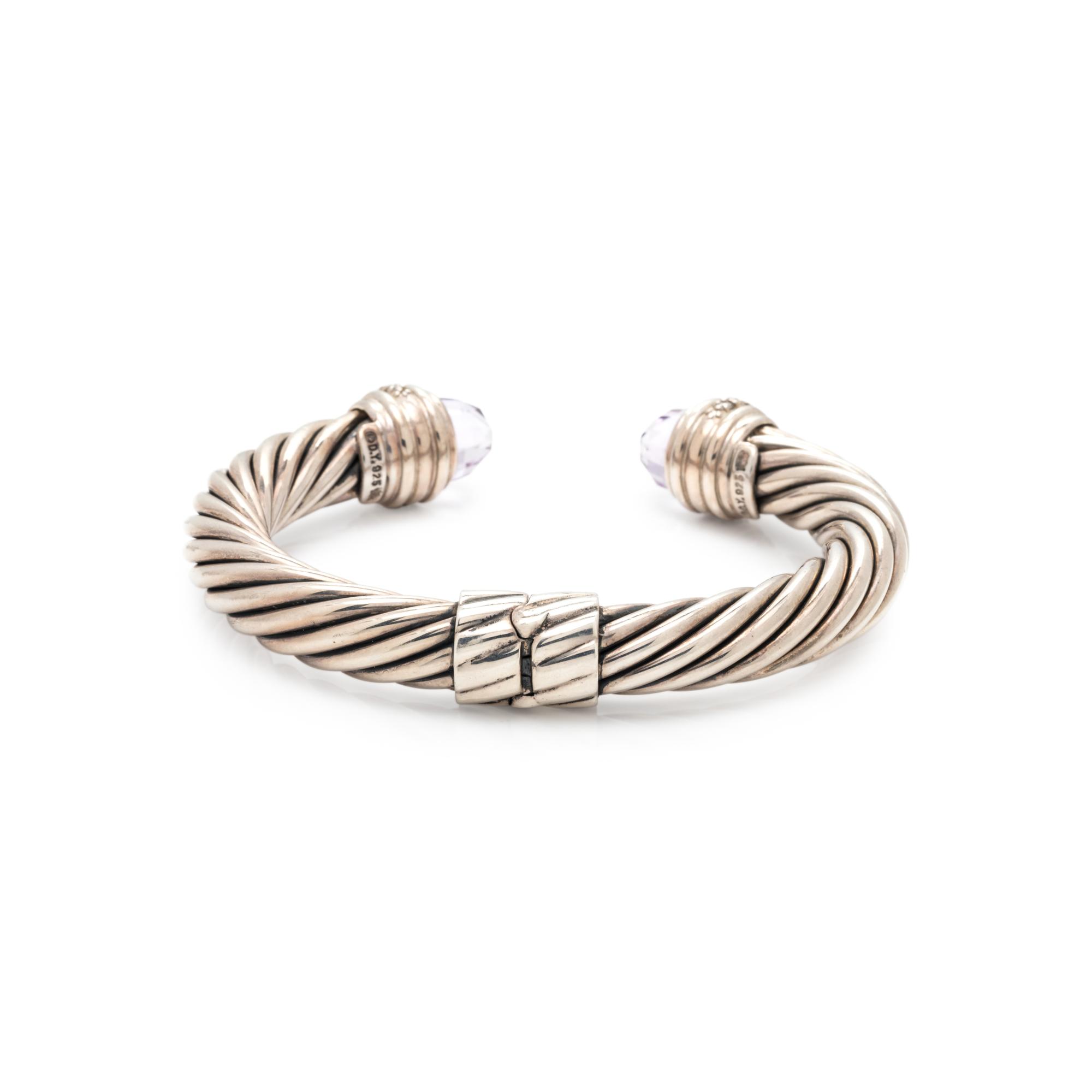 DAVID YURMAN, STERLING SILVER, GEMSTONE AND DIAMOND 'CABLE CLASSIC' CUFF BRACELET