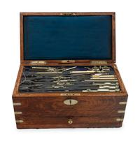 A Regency Brass Mounted Oak Cased Drawing Set